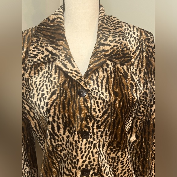 EUC Vintage Softwear by Mark Singer Leopard Print Velour Blazer Size Small - Picture 2 of 5
